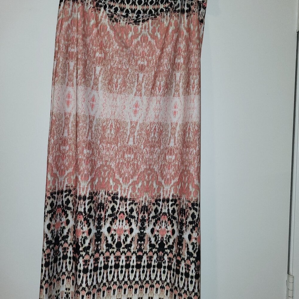 Ladies Peach Print Maxi Skirt (L) - B. Design